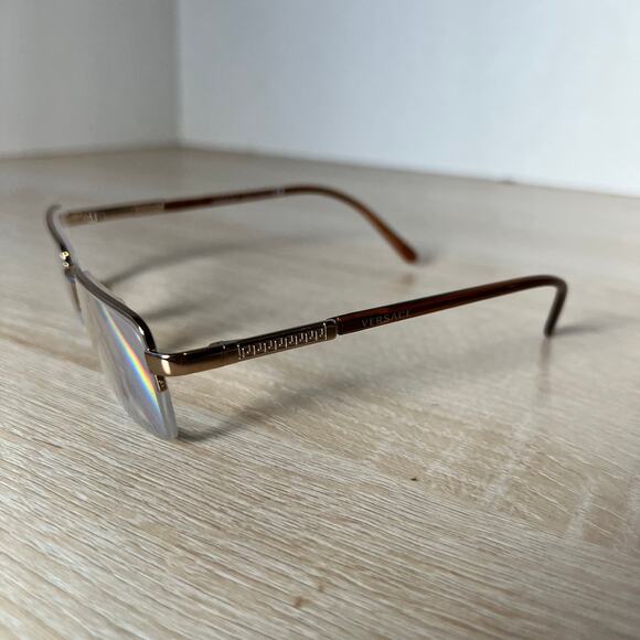 NWOT Versace Mod.1066 1053 Eyeglasses Brown Silver Half Rim Frames 50-18-135 - Picture 3 of 9
